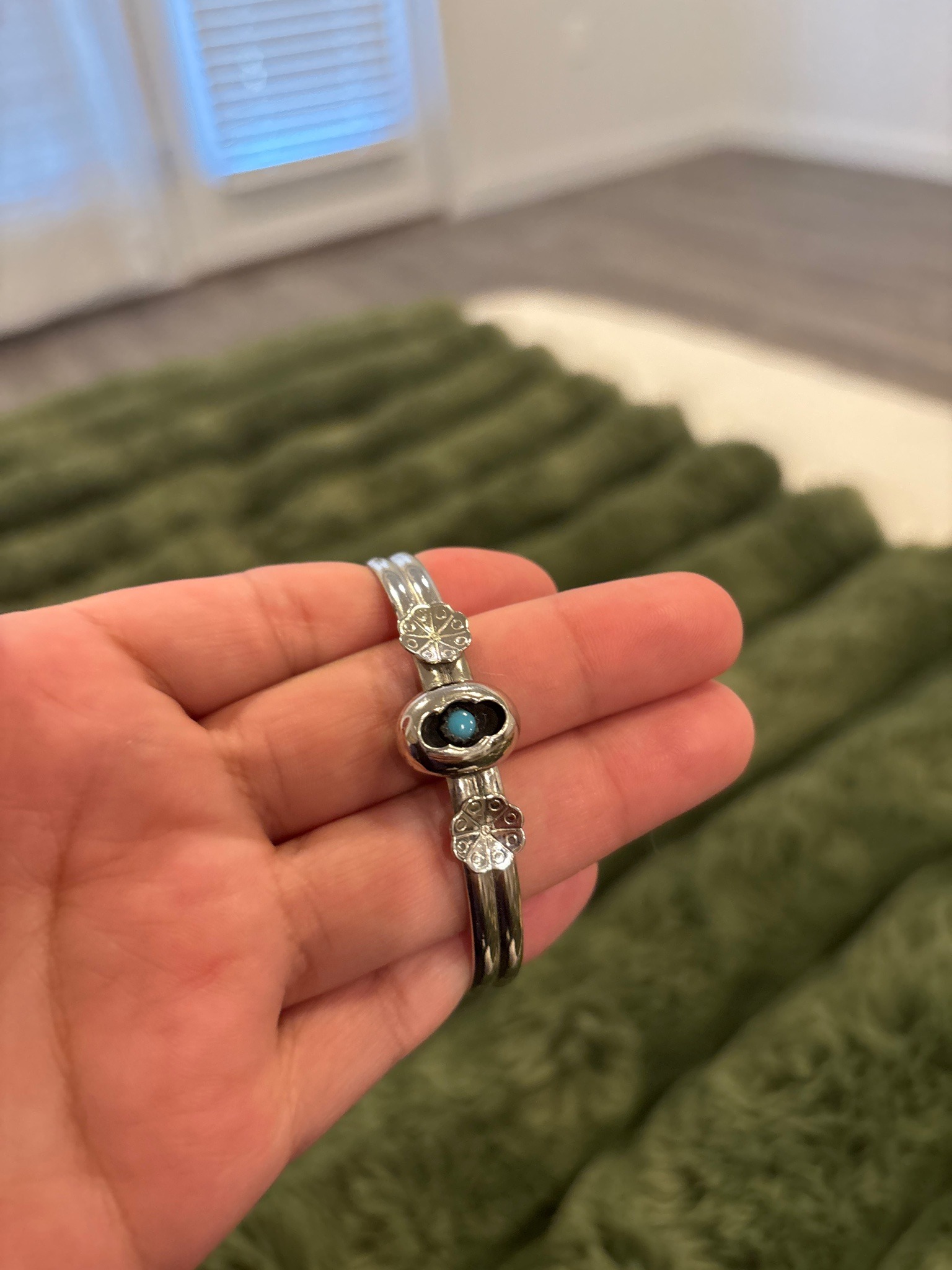 Submitted photo of Southwestern style silver and turquoise cuff bracelet