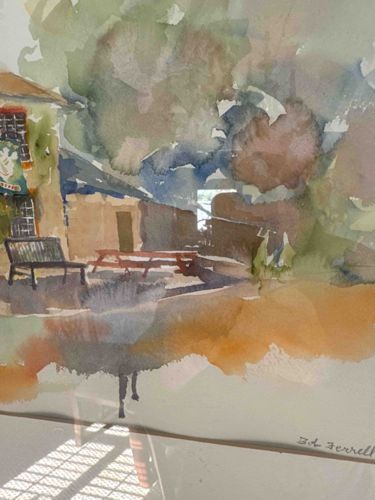 Watercolor Painting of an Outdoor Scene