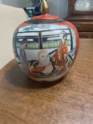 Antique Chinese Polychrome Enamel 'Apple' Jar with Figural Scene