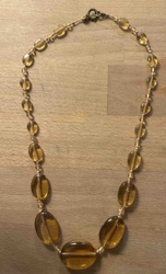 Graduated Amber-Colored Beaded Necklace
