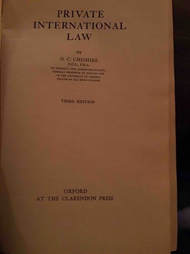 Private International Law by G. C. Cheshire (Third Edition)