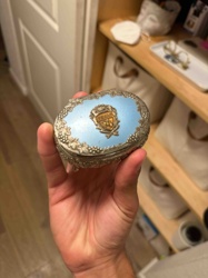 Vintage Enamel and Filigree Trinket Box with Heraldic Crest