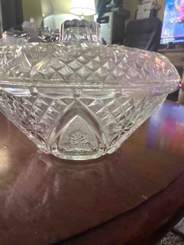 Pressed Glass Covered Candy Dish or Compote