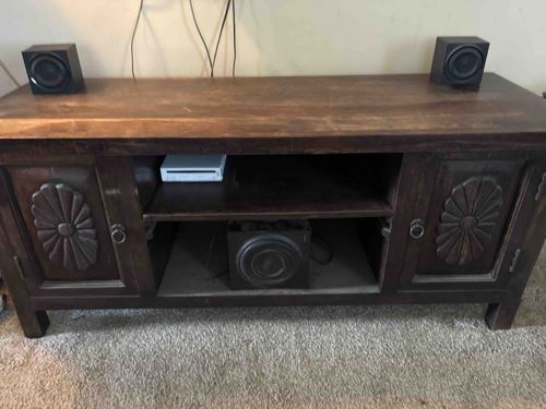 Carved Solid Wood Media Console