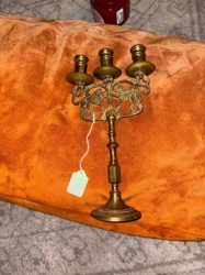 Brass Candelabra with Lion Motif