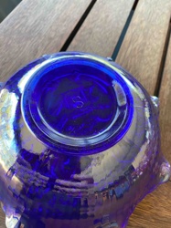 Cobalt Blue Glass Bowl with 'S' Marking