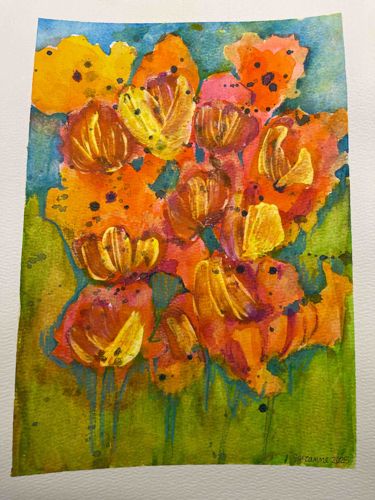 Abstract Floral Watercolor Painting by I. Suzanne