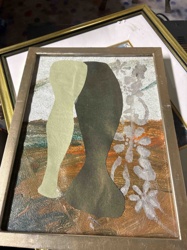 Abstract Mixed Media Collage in Metallic Frame