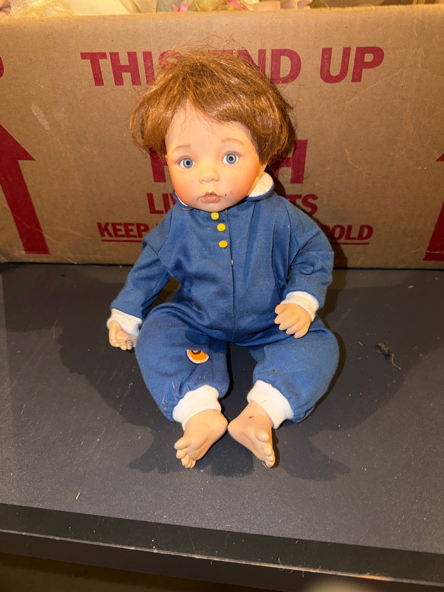 Submitted photo of Porcelain collector doll in blue outfit