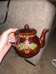 Vintage Embossed Floral Ceramic Teapot
