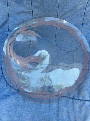 Clear Glass Plate with Frosted Laurel Wreath Design