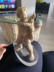 Cherubic Figure Wrestling with a Goose Sculpture