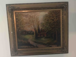 Framed Landscape Painting, 'Path to a Country Home'