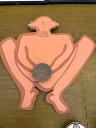 Stylized Squatting Figure Folk Art Sculpture