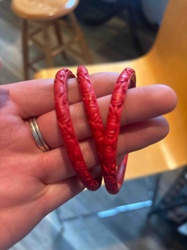 Carved Red Cinnabar-Style Bangles (Set of 3)
