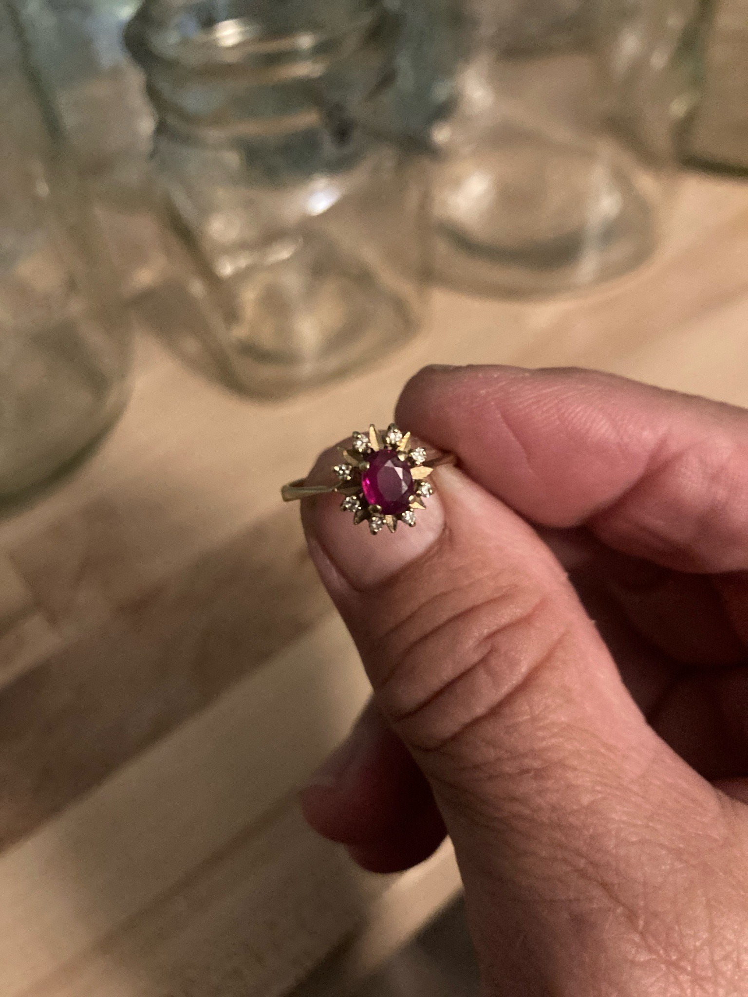 Submitted photo of Cluster Ring with Red Gemstone and Diamonds (unauthenticated)