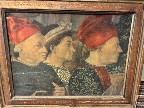 Fragment of a Renaissance Fresco Depicting Three Men in Profile