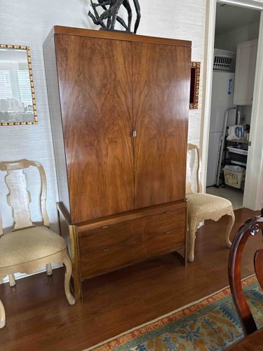 Romweber Mid-Century Modern Walnut Armoire / Gentlemans Chest