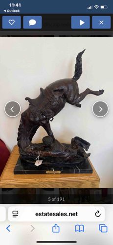 Bronze Equestrian Sculpture of Rearing Horse with Fallen Rider