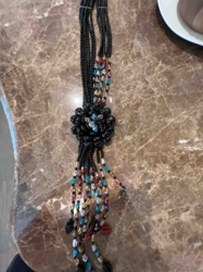 Multi-Strand Beaded Necklace with Floral Pendant