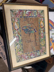 Framed Hand-Colored Chinese Map of China with Decorative Border