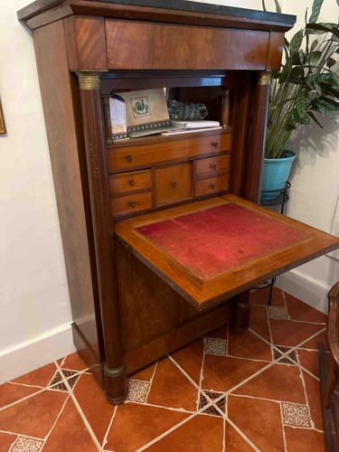 Empire Style Secretaire a Abattant with Marble Top