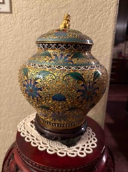 Cloisonné Ginger Jar with Foo Dog Finial