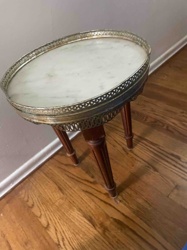 Oval Marble and Brass Occasional Table