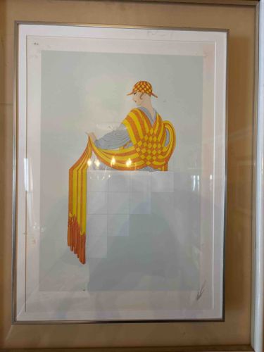 Art Deco Woman with Scarf and Candles Print
