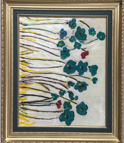 Abstract Floral Impasto Oil Painting