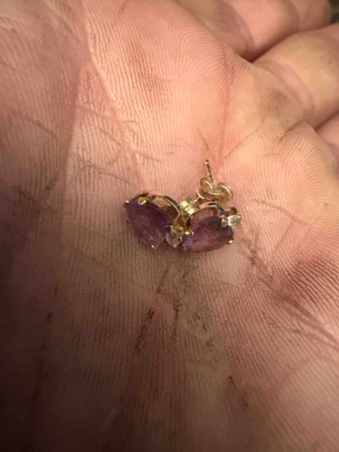 Heart-Cut Amethyst and Diamond Accent Stud Earrings