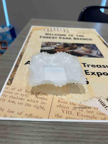 Milk Glass Square Ruffled Dish