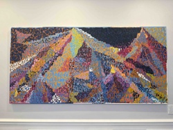Abstract Mountain Landscape Painting with Textural Overlay