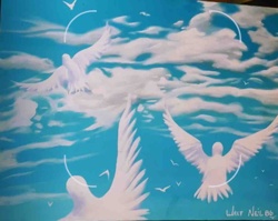Walt Neil, 'Clouds and Doves' Painting, 1986