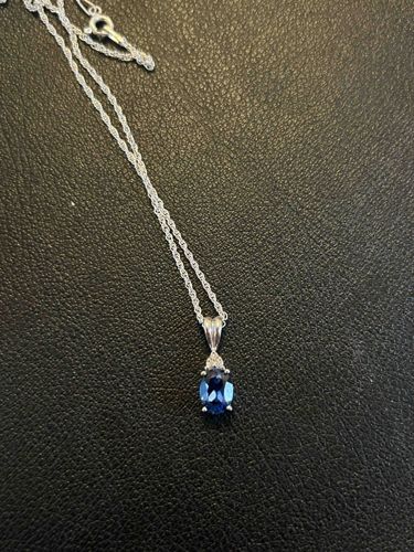 Oval Sapphire and Diamond Pendant Necklace