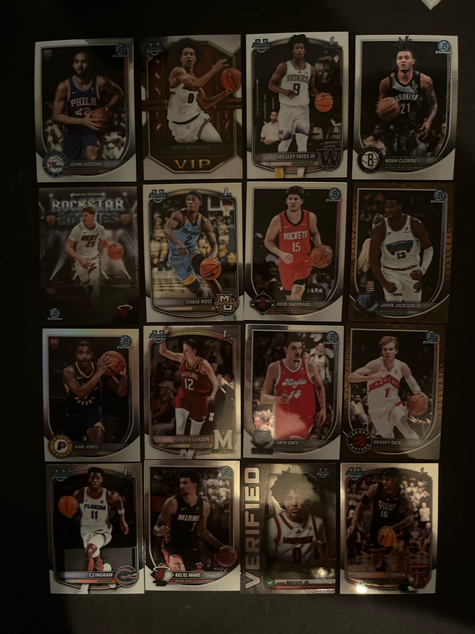 Collection of Bowman Chrome University Basketball Trading Cards