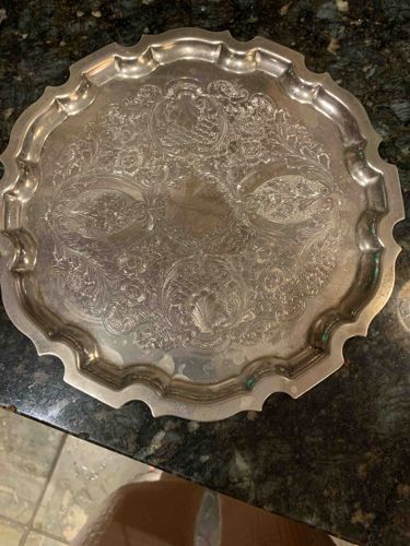 Ornate Silver-Plated Serving Tray