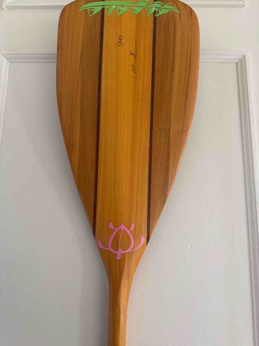 Artisan Wooden Paddle with Decorative Motifs