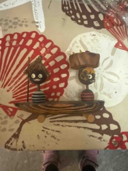 Folk Art 'Island People' Canoe Sculpture