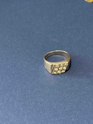 Men's 14k White Gold Diamond Signet Ring