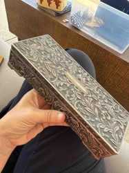 Antiqued Metal Floral Trinket Box