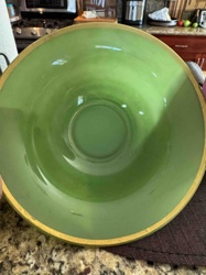 Green Glass Mixing Bowl with Gold Rim