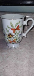 Butterfly and Foliage Porcelain Pedestal Mug