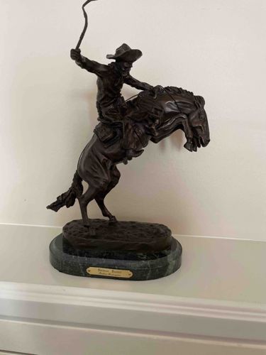Bronco Buster Bronze Sculpture on Marble Base