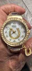 Geneva Platinum Brand Women's Watch with Horseshoe Motif