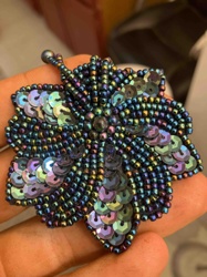 Iridescent Beaded and Sequin Floral Brooch/Applique