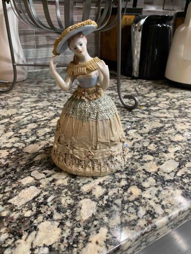 Lace-Draped Porcelain Half-Doll Figure