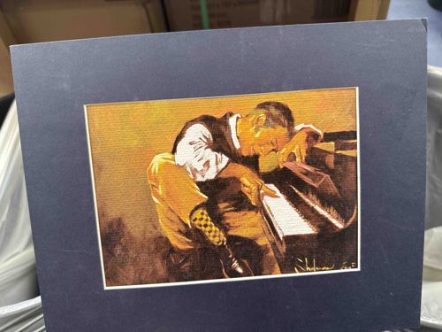 Man Playing Piano Art Print with Mat