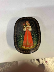 Russian Lacquer Box with Folk Art Painting