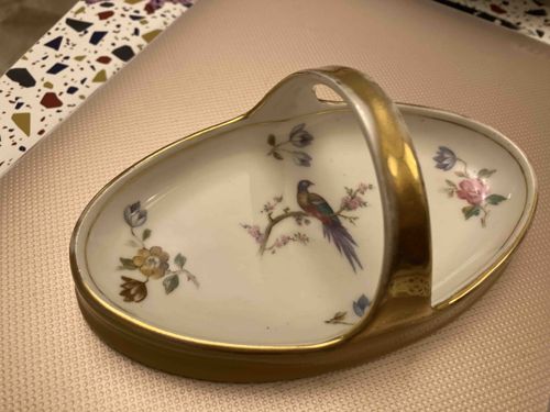 Tillowitz PALACE CHINA Germany Porcelain Handled Candy Dish/Basket
